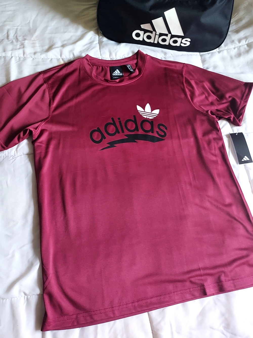 adidas Men's Maroon Short Sleeve Trefoil Logo Tee